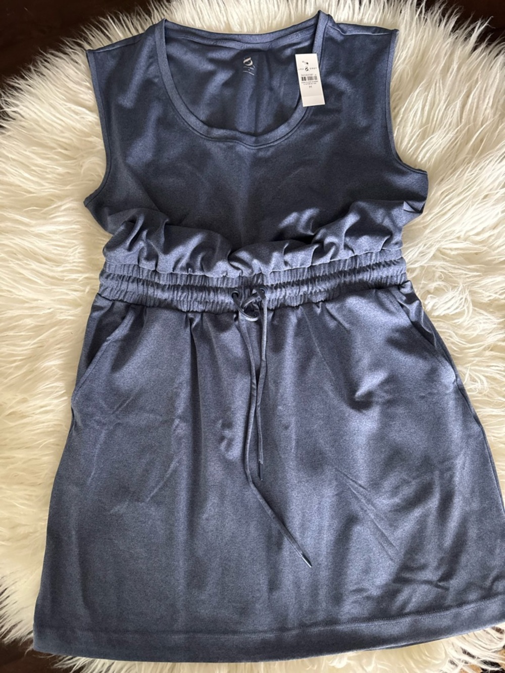 Women’s Loft Sleeveless Drawstring Waist Dress in Navy Blue
